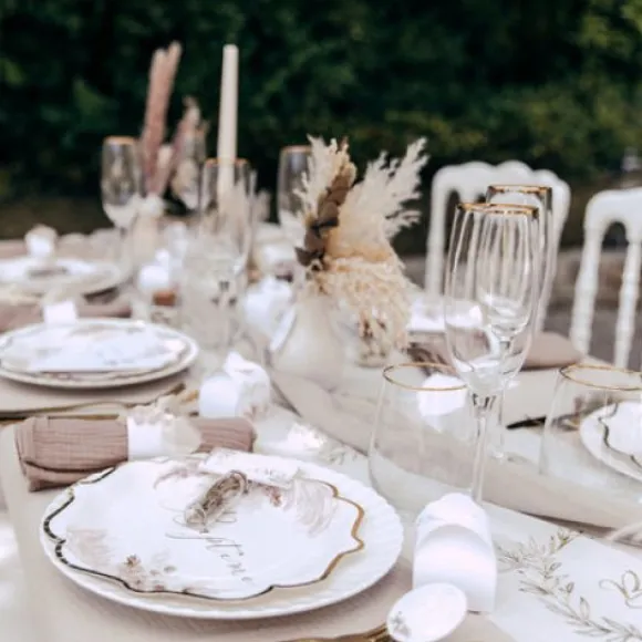 8 Assiettes Carton Bapt Me Pampas Fleurs De Coton