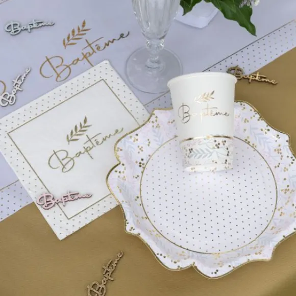 10 Assiettes Carton Bapt Me Luxe