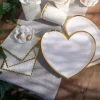10 Assiettes Carton Forme Coeur Passe Partout Blanc