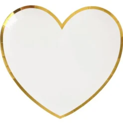 10 Assiettes Carton Forme Coeur Passe Partout Blanc