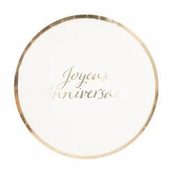 8 Assiettes Carton Joyeux Anniversaire Rose Gold