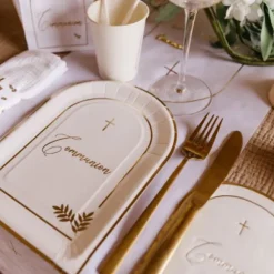 8 Assiettes En Carton Communion Puret Blanc
