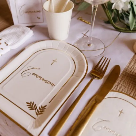 8 Assiettes En Carton Communion Puret Blanc