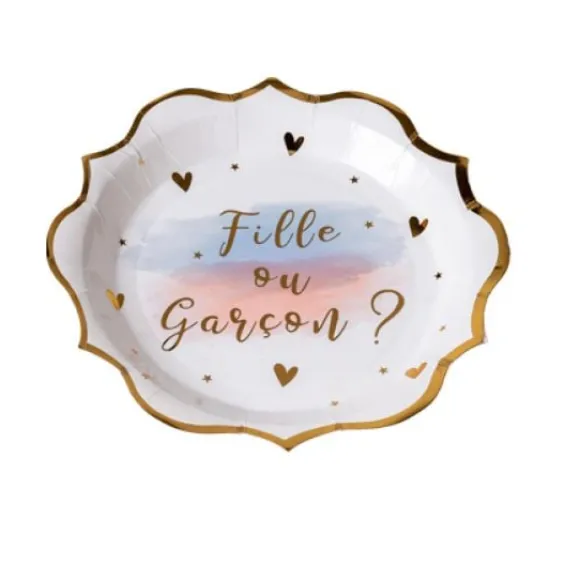 8 Assiettes En Carton Gender Reveal