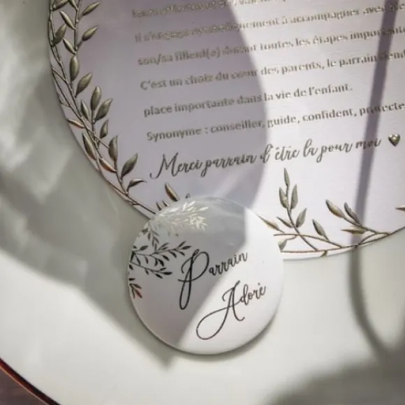 2 Badges Parrain Marraine En Or