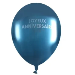6 Ballons Gonflables Joyeux Anniversaire Bleu Canard 30 Cm