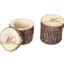 2 Boites Rondes En Bois Porte Alliance Mr Mrs
