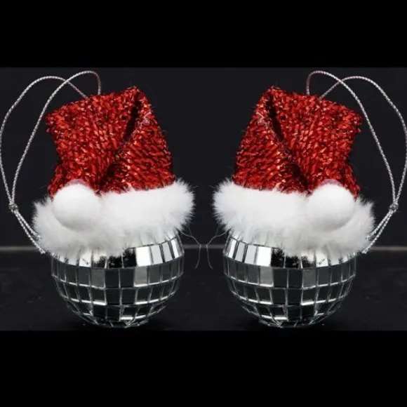 2 Boules De Noel A Facettes Avec Chapeau