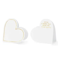 10 Cartes De Table Coeurs Blanc Et Or