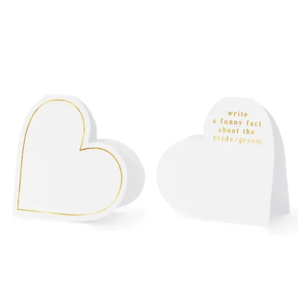 10 Cartes De Table Coeurs Blanc Et Or