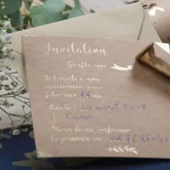 10 Cartes D'Invitations Kraft Et Or