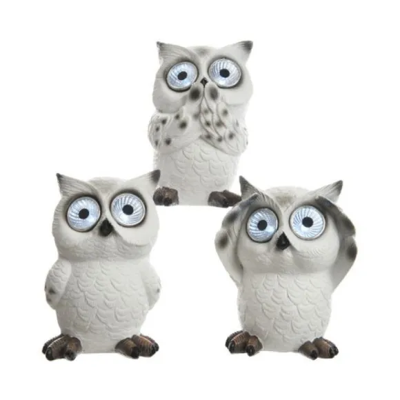 3 Chouettes Lumineuse Acrylique Solaire