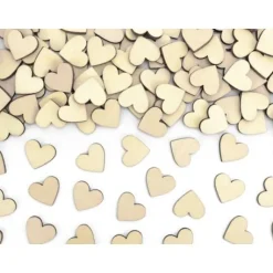 50 Confettis De Table Coeur En Bois Naturel