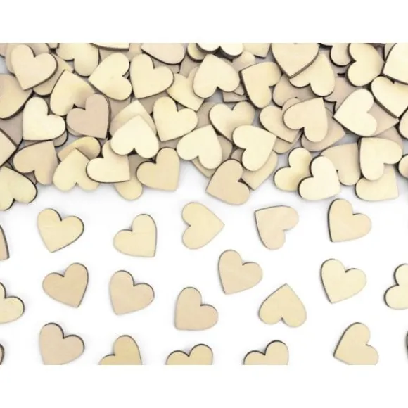 50 Confettis De Table Coeur En Bois Naturel
