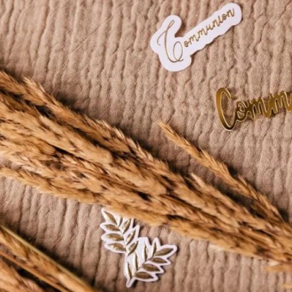 100 Confettis De Table Communion Puret Blanc Et Or