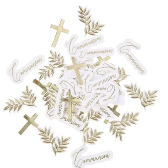 100 Confettis De Table Communion Puret Blanc Et Or