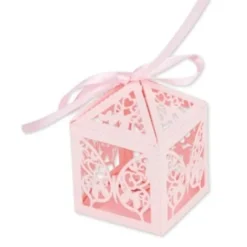 20 Contenants Dragees Cage A Papillon Rose