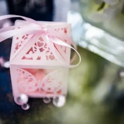 20 Contenants Dragees Cage A Papillon Rose