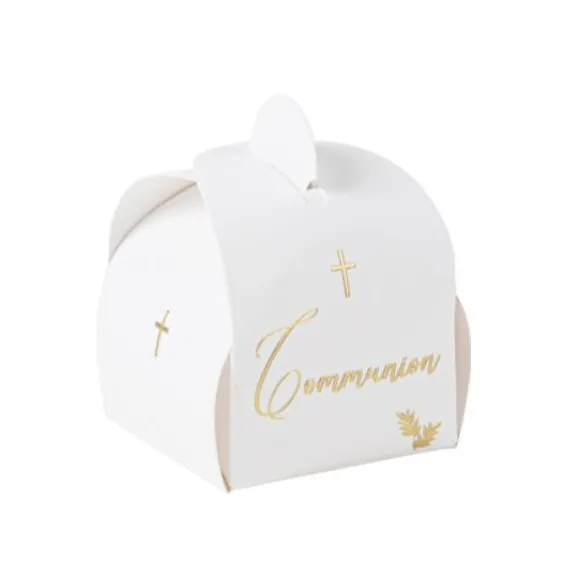 10 Contenants Dragees Communion Puret Blanc Et Or