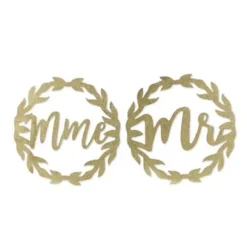2 Couronnes Mme Et Mr En Bois Paillettes Or