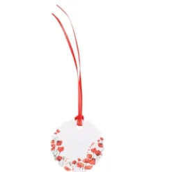 10 Etiquettes Coquelicots Avec Ruban Satin Rouge
