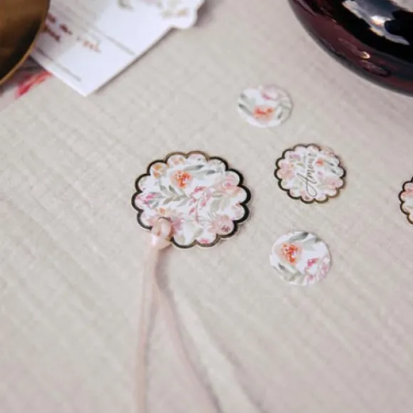 10 Etiquettes Theme Dahlia Blanches Et Pastel