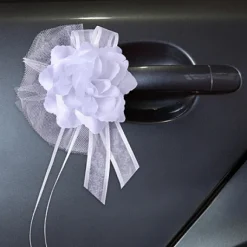 4 Fleurs Décoration Mariage Blanche Pour Voiture