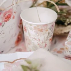 8 Gobelets En Carton Dahlia Blanc Et Pastel