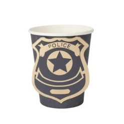 8 Gobelets En Carton Theme Police