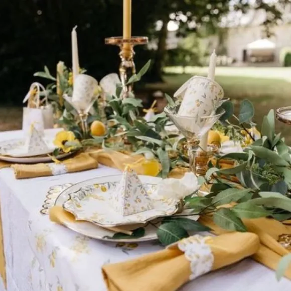 8 Gobelets En Carton Theme Mimosa Citrons