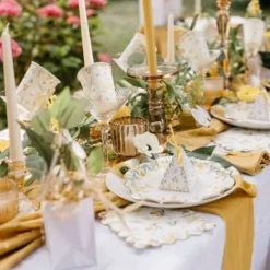 8 Gobelets En Carton Theme Mimosa Citrons