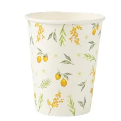 8 Gobelets En Carton Theme Mimosa Citrons
