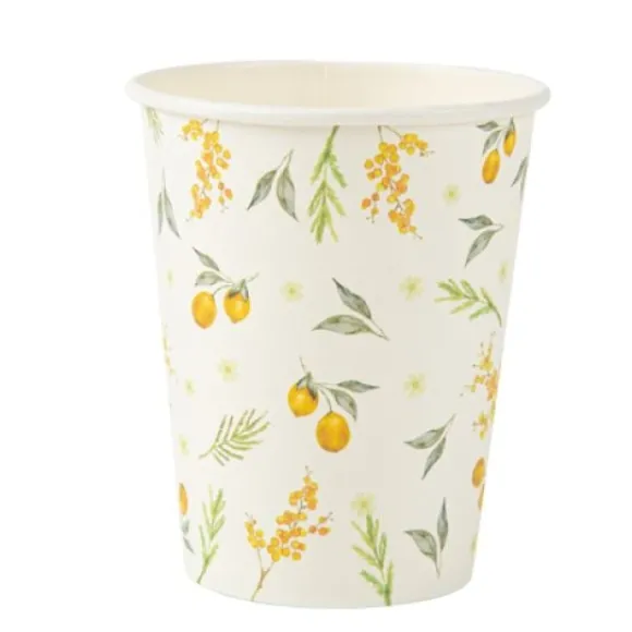 8 Gobelets En Carton Theme Mimosa Citrons