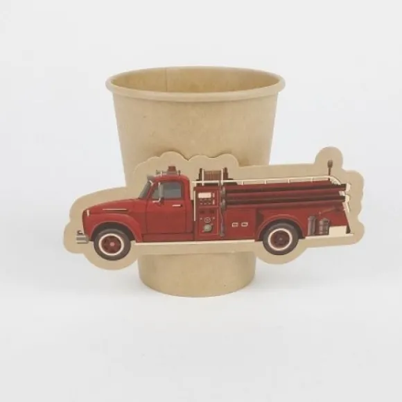 8 Gobelets En Carton Theme Pompier