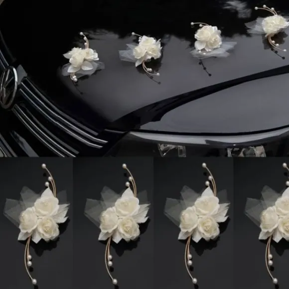 4 Grandes Fleurs G Antes Ivoire Pour Voiture