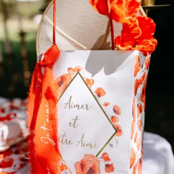 4 Grands Sacs Cadeaux Theme Coquelicots