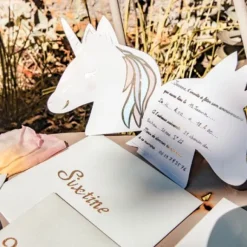 8 Invitations Theme Licorne Pastel