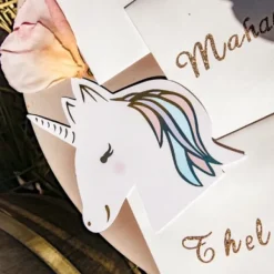 8 Invitations Theme Licorne Pastel