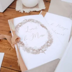 10 Livrets De Messe Bapt Me Pampas Fleurs De Coton