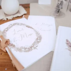 10 Livrets De Messe Bapt Me Pampas Fleurs De Coton