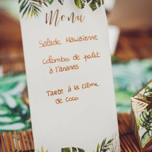 10 Menus Tropical Ivoire Avec Dorure
