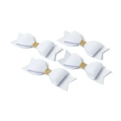 4 Noeuds Papillon Adh Sifs Paillettes Or Et Blanc