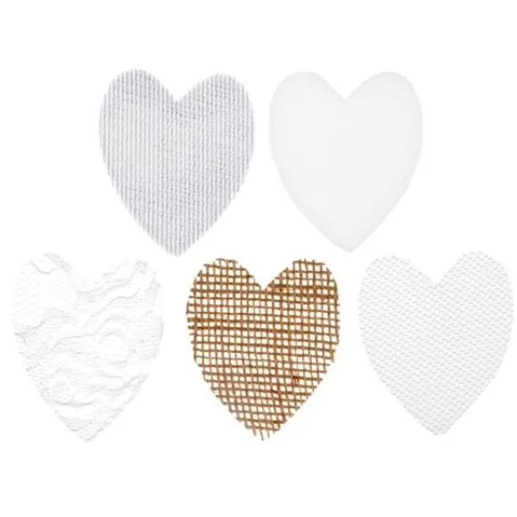 25 P Tales En Forme De Coeur Mariage Naturel Jute & Tulle & Coton