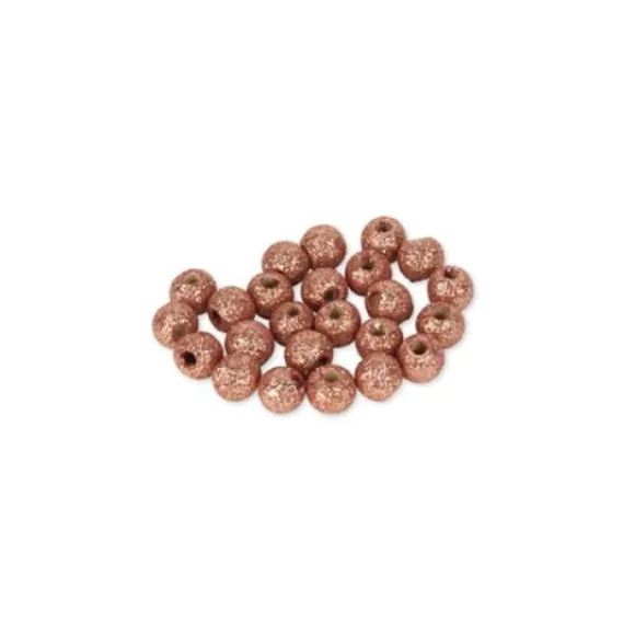 24 Petites Perles De Bois Rose Gold