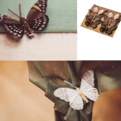 6 Pinces Papillons Chocolat Et Rose