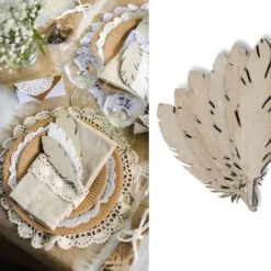 6 Plumes En Bois Naturel Pour D Co De Table Mariage