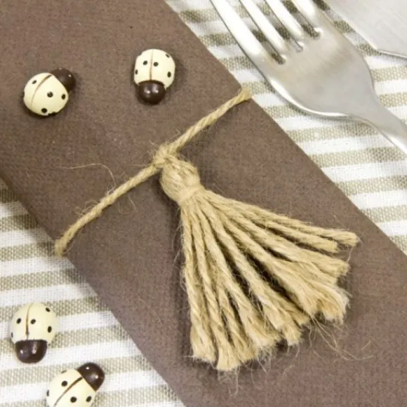 4 Ronds De Serviette Avec Corde Pompon