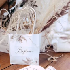6 Sacs Cadeaux Bapt Me Pampa Fleur De Coton