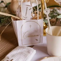 6 Sacs Cadeaux Communion Puret S Blancs