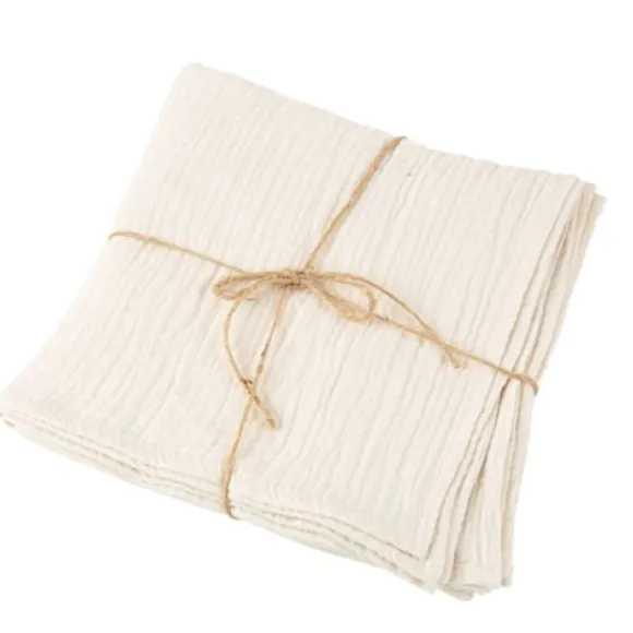 4 Serviettes De Table En Gaze De Coton Ivoire